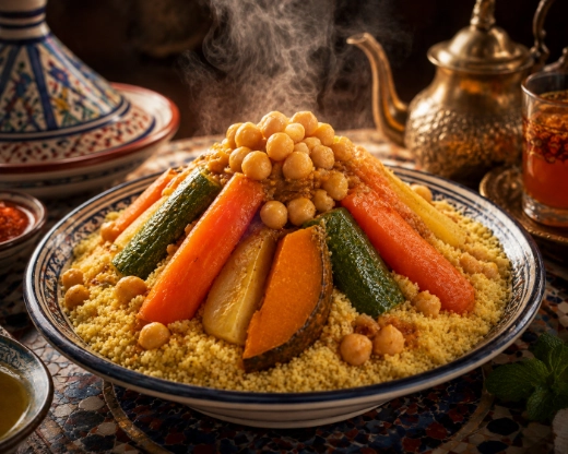 Couscous at Taragalte Park Camp restaurant, Zagora, Morocco