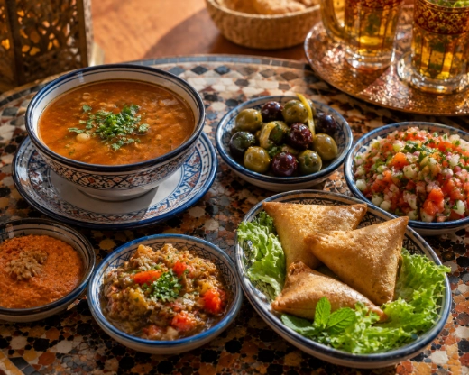 Starters at Taragalte Park Camp restaurant, Zagora, Morocco